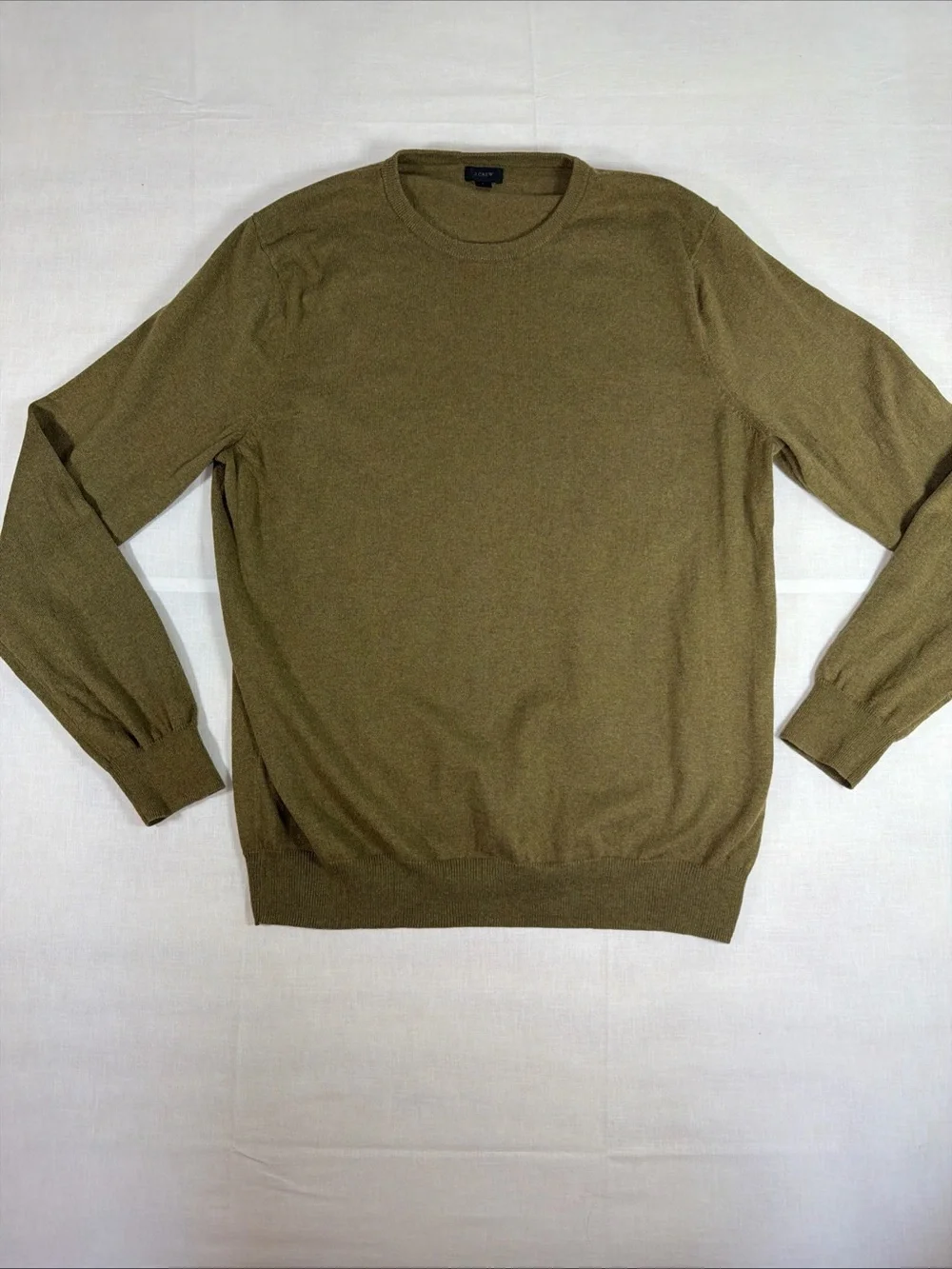 J. Crew  Men's Cashmere Cotton Blend Crew Neck Sweater - Large Green
